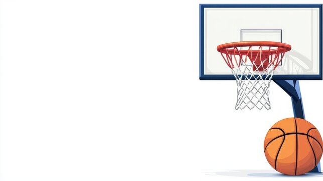 recommend clip art: a basketball hoop clipart, sports gear, flat vector design, red and white, isolated on white background