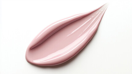 a single, elegant teardrop-shaped swatch of blush pink liquid foundation, angled from the bottom left to the upper right on a white background