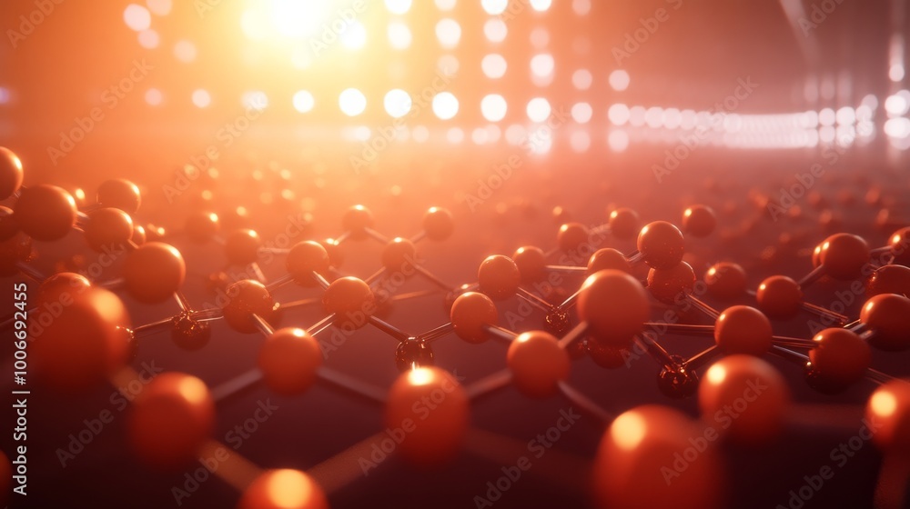 Poster this concept showcases a detailed 3d rendering of a complex molecular structure. glowing atoms and l