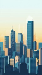 Fototapeta premium Stylish city skyline at dawn with modern architecture and soft pastel colors inspiring urban living and creativity.