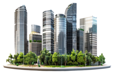 PNG Realistic modern cityscape building architecture landscape.