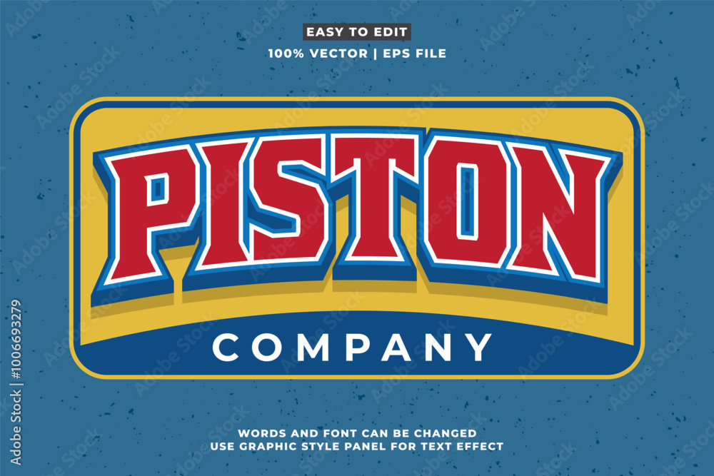 Poster Vintage text effect template with 3d style editable font effect. Retro text effect vector style
