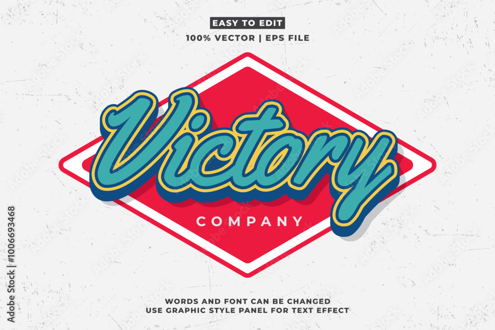 Poster Vintage text effect template with 3d style editable font effect. Retro text effect vector style