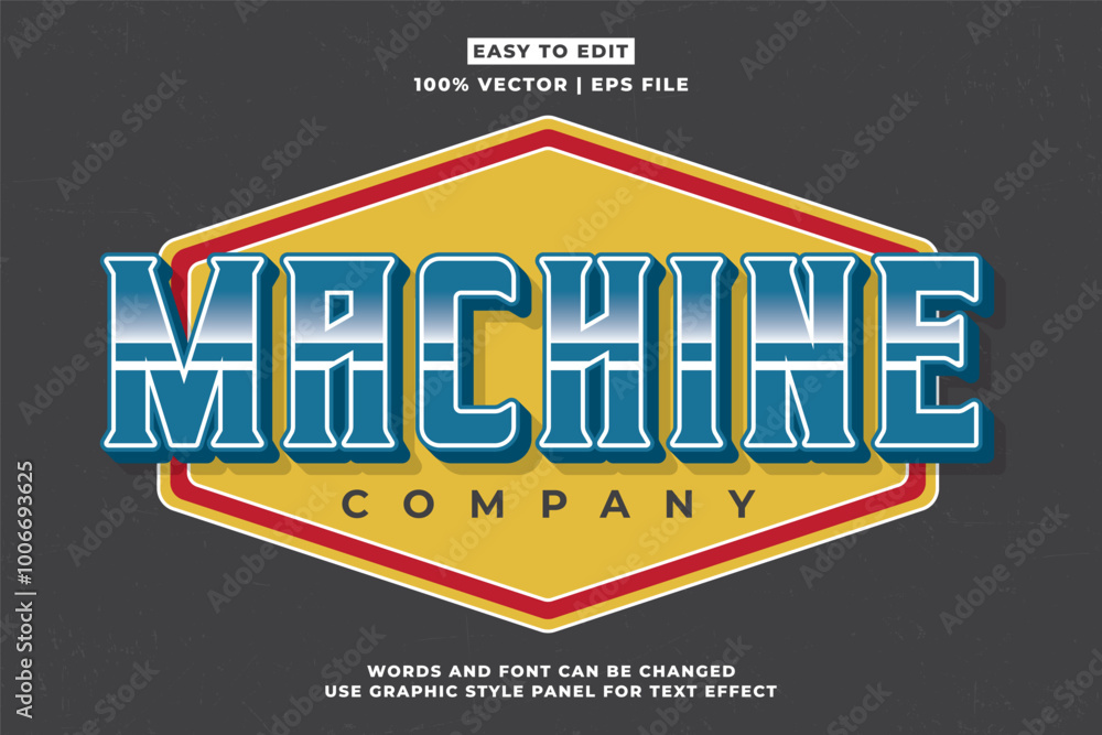 Poster Vintage text effect template with 3d style editable font effect. Retro text effect vector style