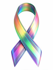 3D Holographic Awareness Ribbon Background Design for World AIDS Day - Seamless Pattern with Ample Copy Space on Isolated White Background