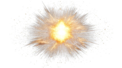 Fototapeta premium Golden explosion with sparks and light streaks transparent background