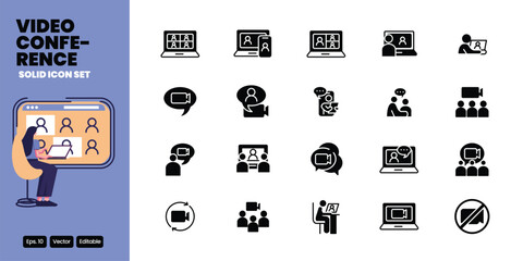 video conference colored icon vector design good for web and mobile app