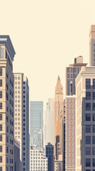 Fototapeta premium Stylized urban skyline featuring towering buildings and a clear sky, perfect for adding a modern touch to any project.