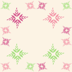 Retro seamless pattern with leaves on yellow background. Perfect for summer greetings, wallpaper, wrapping paper, fabric. Vector illustration.christmas card with snowflakes