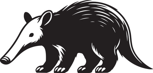 Aardvark silhouette vector white background