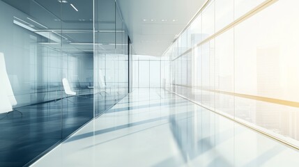 Modern Office Interior with Glass Walls and Light