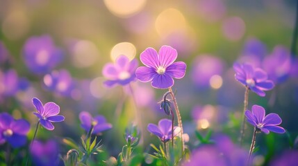 Fototapeta premium Purple false saw wort wildflower in a vibrant Israeli field, surrounded by greenery, with copy space and shallow depth of field.