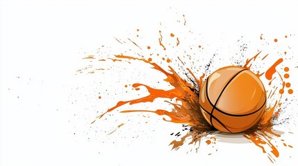 a basketball threepoint shot clipart, scoring moment, dynamic vector, isolated on white background