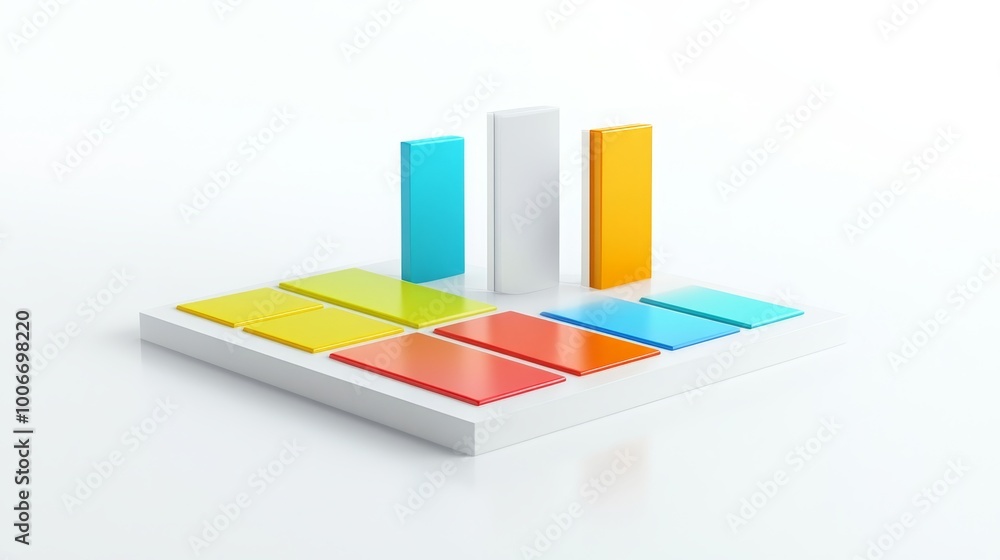 Aufkleber a minimalist, colorful 3d data visualization illustrating analytics and the modern interpretation of