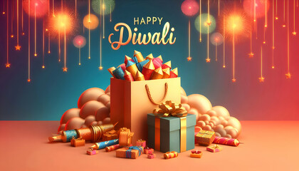 Happy Diwali Celebration Background. Happy Diwali Social Media Post design Template.