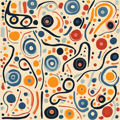 Fototapeta premium carpet or tile pattern 2D illustrator doodle wallpaper