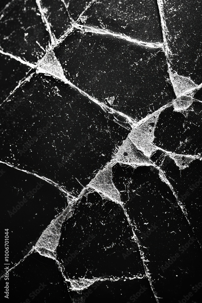 Poster high-resolution close-up of cracked surface with intricate web-like patterns, ideal for backgrounds 