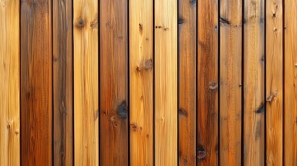 Naklejka premium Wall made of wood. Wooden panels made from slats. Texture of vertical timber lines. Modern interior design from planks. Decorative surface for the construction of fences and facades. 