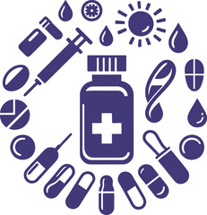 Medical Silhouette Icons High-Quality Illustrations on White Background