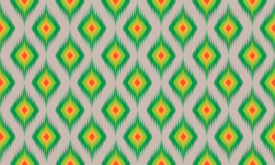 Abstract ethnic ikat fabric pattern. Seamless stripes in Aztec tribal style. Brown background for wallpaper, fabric, clothing, wrapping paper.