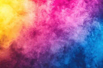 Fototapeta premium Colorful smoke swirls in vibrant hues of pink, purple, yellow, and blue, creating a mesmerizing abstract background for artistic projects.