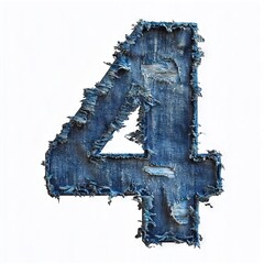A number four made out of a piece of blue jeans