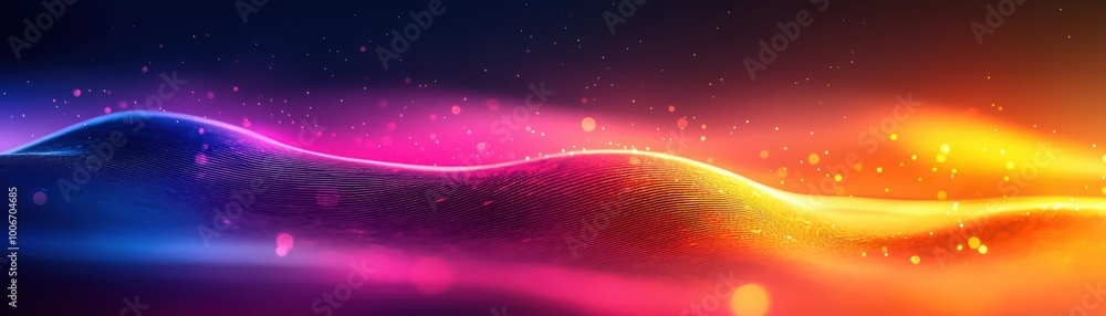 Poster vibrant abstract waves of color flow seamlessly across a digital canvas, creating a sense of motion 