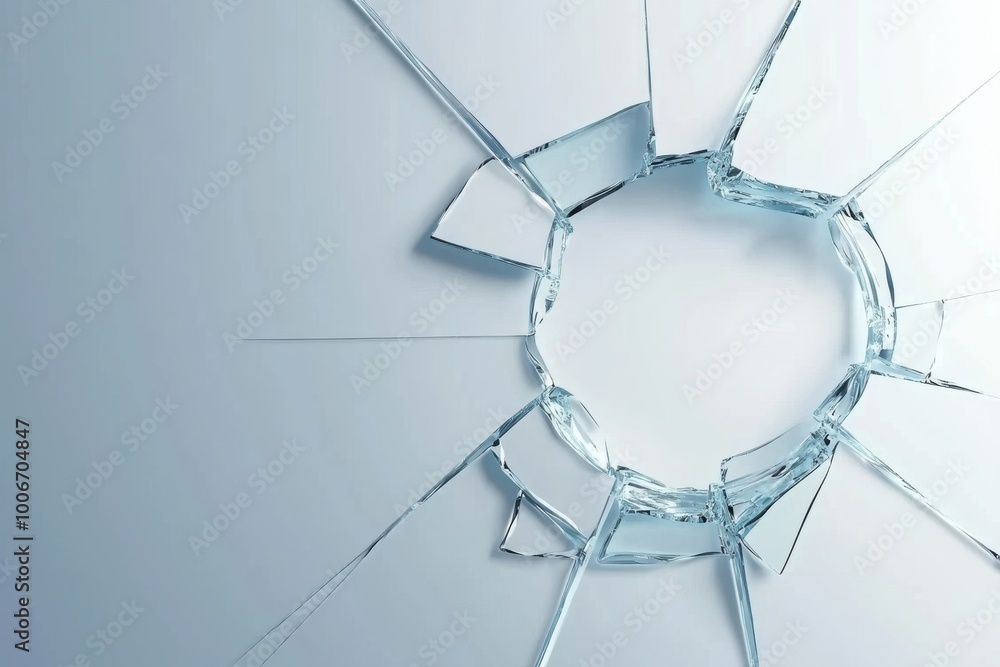 Aufkleber a close-up view of a shattered glass surface, showcasing intricate cracks and sharp edges against a 