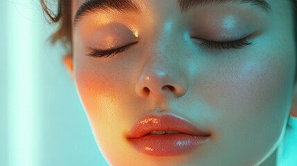 Girl with smooth, glowing skin during a facial treatment, symbolizing relaxation and beauty care. Perfect for spa and cosmetology ads.