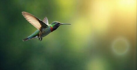 Fototapeta premium Hummingbird bird. Close-up, instead of for text