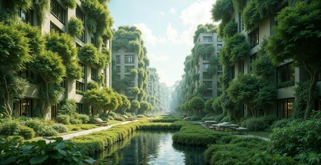 Fototapeta premium Green, eco city, vertical gardens.