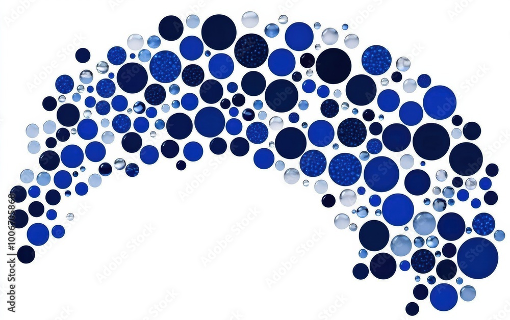 Poster a vibrant collection of blue circles in various sizes, creating an abstract design that conveys dept