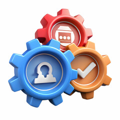 Interlocking Gears with Political Party Symbols: Vector Illustration of Dynamic Political Process in Motion - Isolated on White with Space for Labels