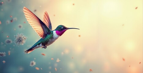 Hummingbird bird. Close-up, instead of for text
