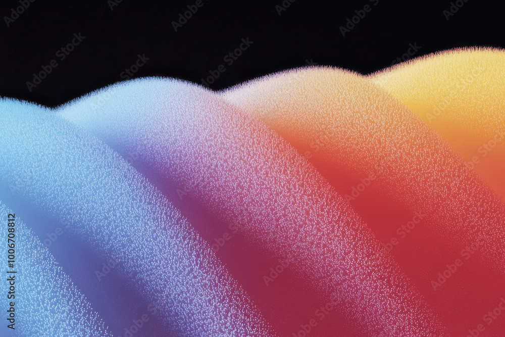Poster abstract wave pattern with vibrant colors flowing in smooth gradients against a dark background, cre