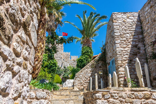 Inside the walls of historic Marmaris Castle.