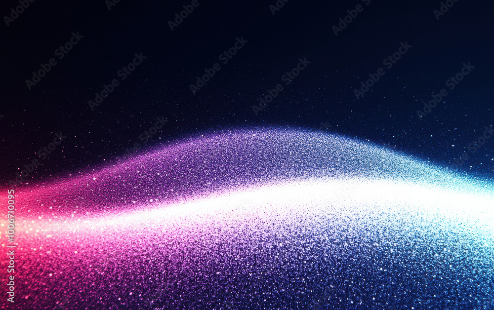 Poster vibrant abstract wave background with shimmering particles in gradient hues of pink and blue, perfec