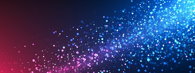 Obraz premium Abstract blue and pink glowing particles on a dark background.