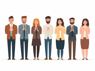 Fototapeta premium Flat Vector Illustration of Businesspeople Spontaneously Applauding During a Presentation - Capturing Community Support and Shared Success in Professional Settings