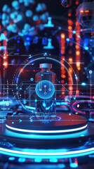 Digital vaccine concept with futuristic data interface