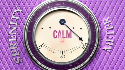 Calm and Serenity that is hitting a full scale, showing a very high level of calm, overload of it, too much of it. Maximum value, off the charts.  ,3d illustration