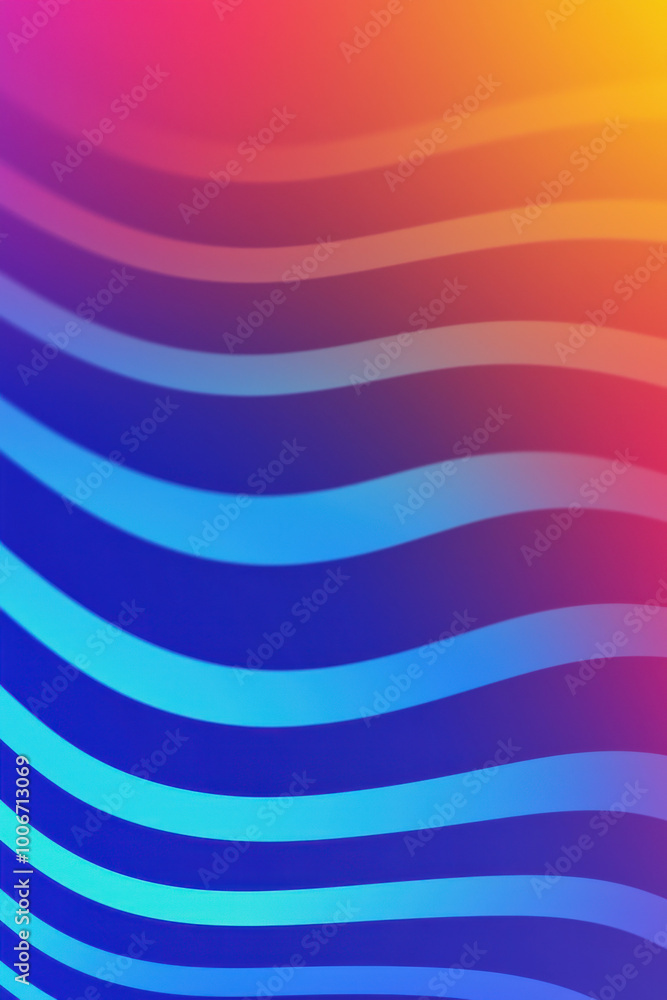 Poster a vibrant abstract pattern featuring smooth wavy lines in blue and pink, creating a dynamic and refr