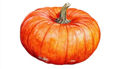 Obraz premium Round pumpkin disc illustration, featuring bold orange colors and detailed shading, isolated on a white background