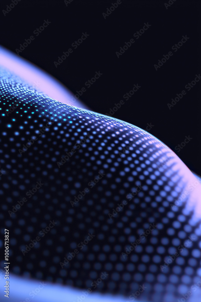 Poster close-up of a vibrant, abstract surface covered in luminous dots, creating a mesmerizing pattern tha
