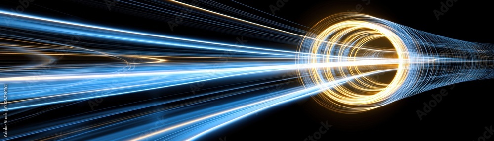 Poster a captivating image of dynamic light trails representing speed and energy, ideal for themes of techn