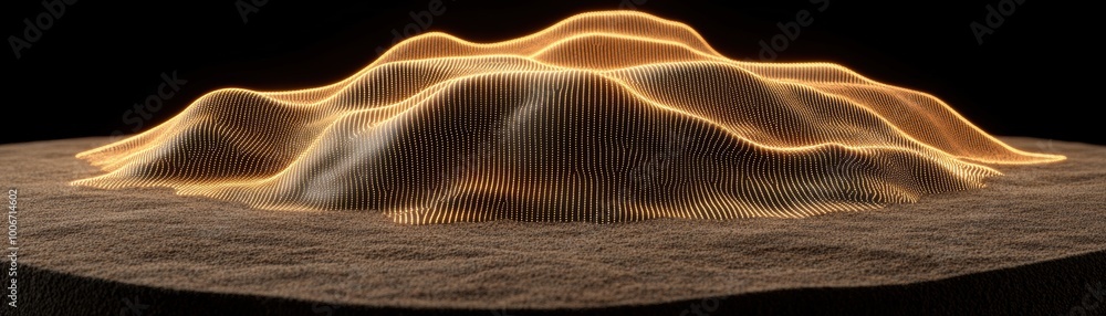 Aufkleber abstract landscape with glowing lines creating a wavy effect, highlighting stunning topography and d