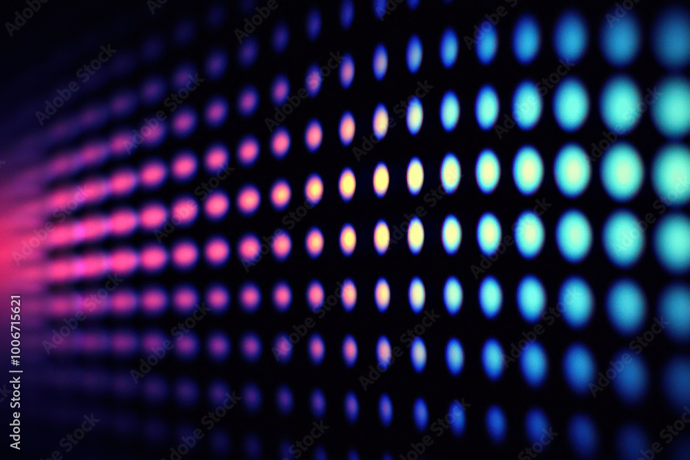 Poster abstract vibrant background featuring illuminated dots in various colors, creating a dynamic and art