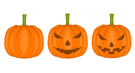Vector Set of Cut Pumpkins for Halloween, Good for Posters, Magazines and Websites with a Halloween Theme