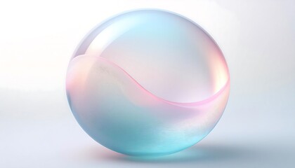 Obraz premium Translucent bubble with a gradient of pastel colors floating gently against a soft background. Generative AI