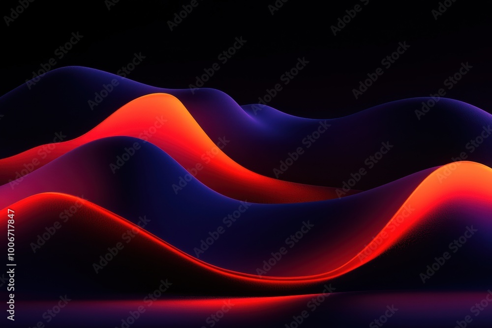 Poster vibrant abstract waves of color flowing seamlessly in a dark backdrop, showcasing fluidity and moder
